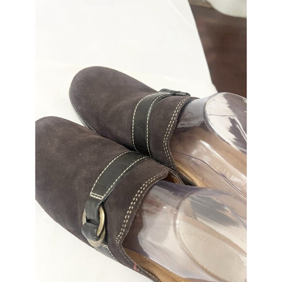 Naturalizer Suede Leather Heeled Slip On Mules Clogs Size 8.5 Brown Shoes - Picture 3 of 8